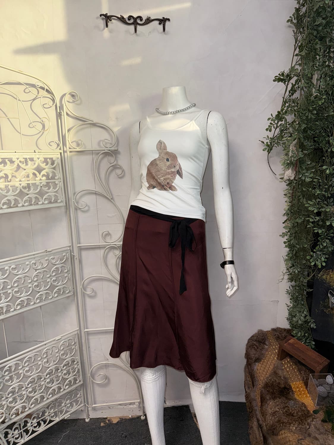 Vintage rabbit printing sleeveless 상품이미지2