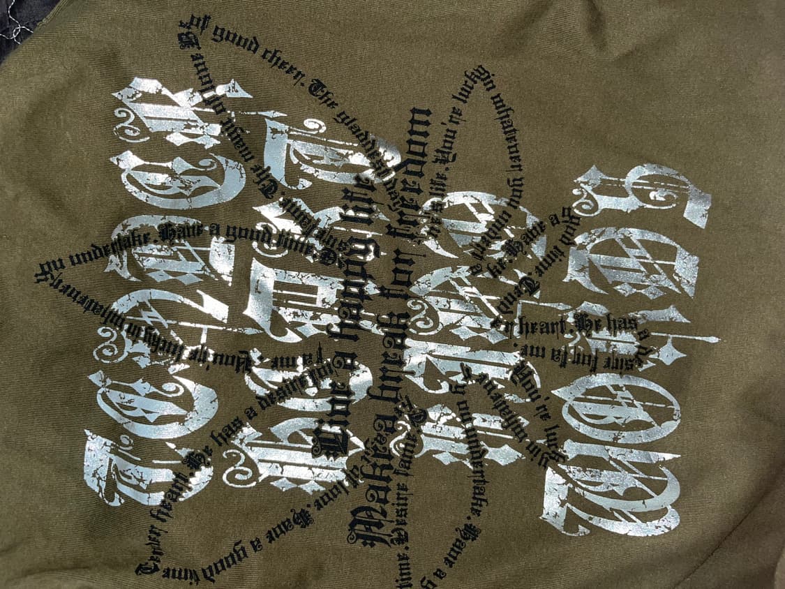 갸루 펑크 슬리브 카키 프린팅 긴팔티셔츠 오네갸루 빈티지y2k 상품이미지6