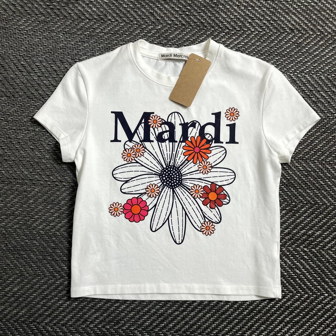 마르디 메크르디 플로럴 로고 크롭 반팔 티셔츠o 4435 상품이미지1