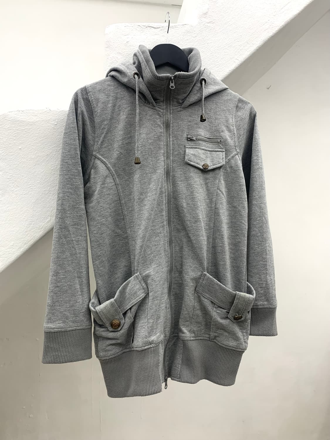 Cargo pocket detail 2way hood zip-up  상품이미지4