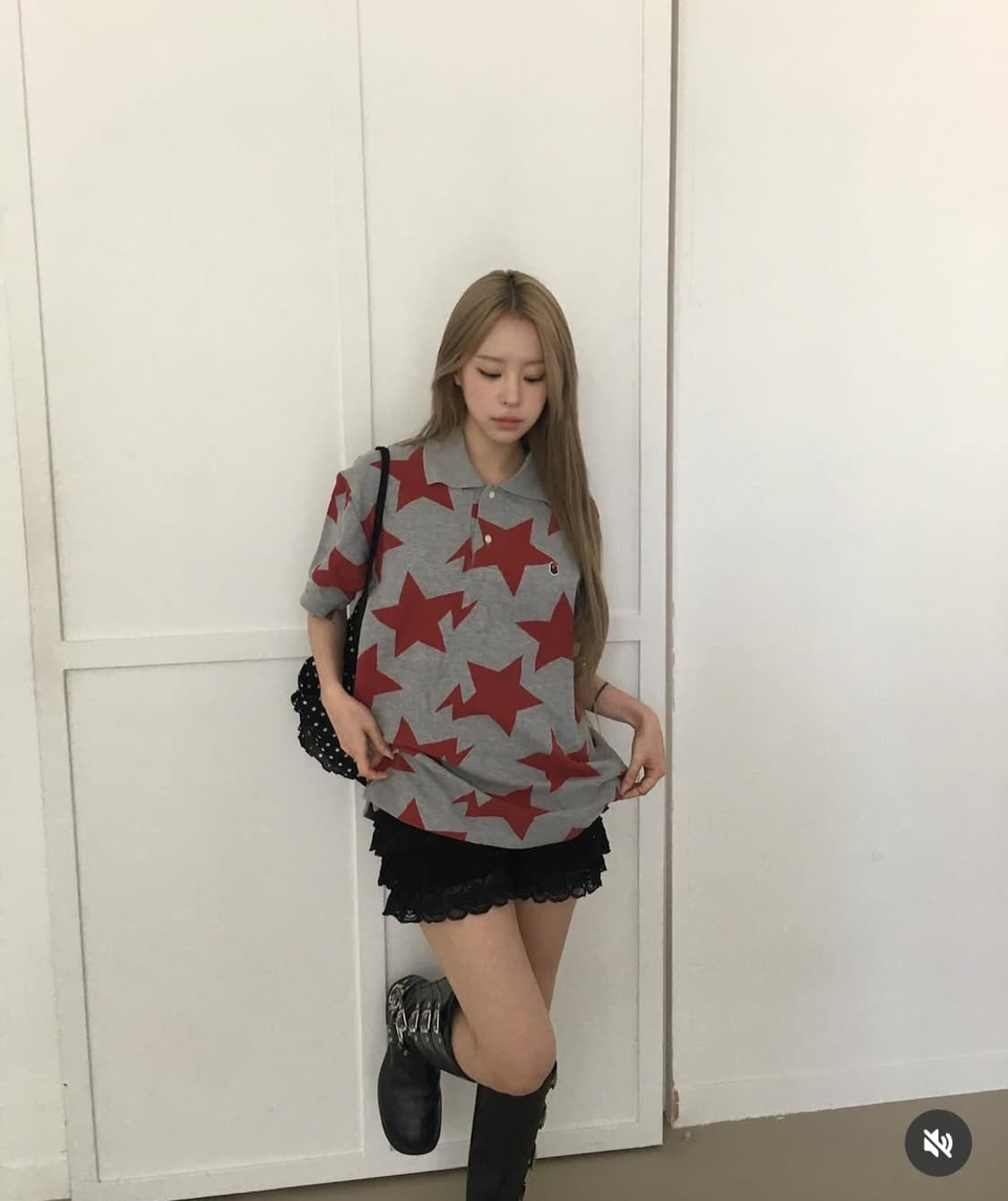 베이프 그레이 버건디 스타 티셔츠 상품이미지1