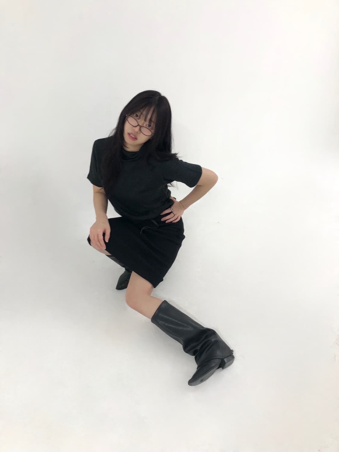 Charcoal Turtleneck Knit Short-Sleeve Te 상품이미지3