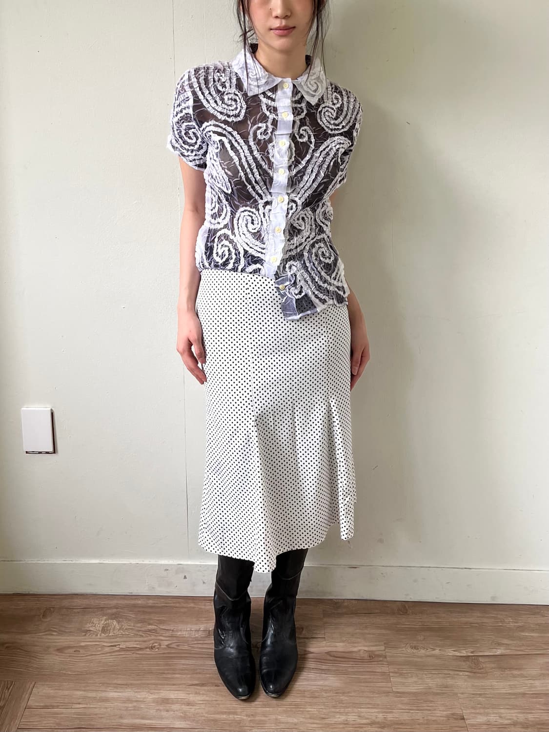 CRACKSTEP 도트 스커트 상품이미지7