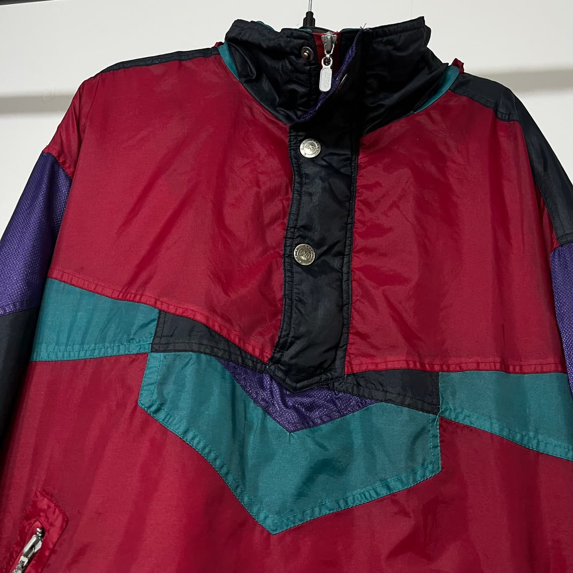 90s 바람막이 올드스쿨 아노락 점퍼  블랙퍼플레드그린 상품이미지3