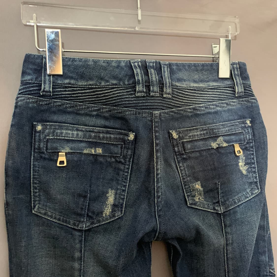 34 발망 데미지 바이커 스판 지퍼 데님 청바지 상품이미지6