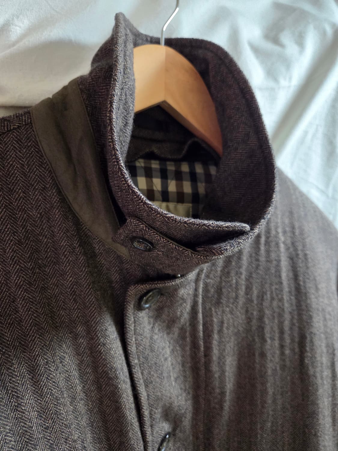 아쿠아스큐텀 헤링본 울 블루종 자켓 M 상품이미지7