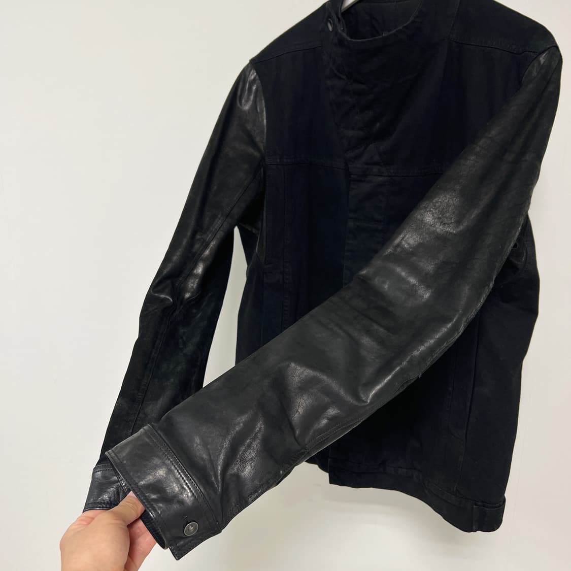 릭오웬스 14FW 다크쉐도우 사선 팔가죽 레더 자켓 상품이미지6