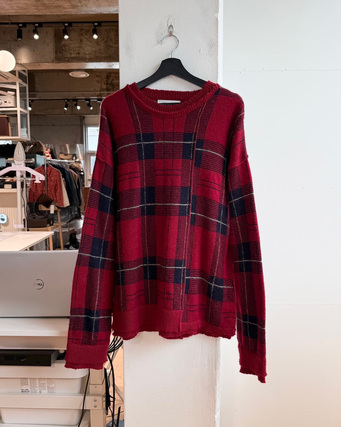 앤더슨벨 레드 어쉬매트리 체크 크루넥 니트  상품이미지2