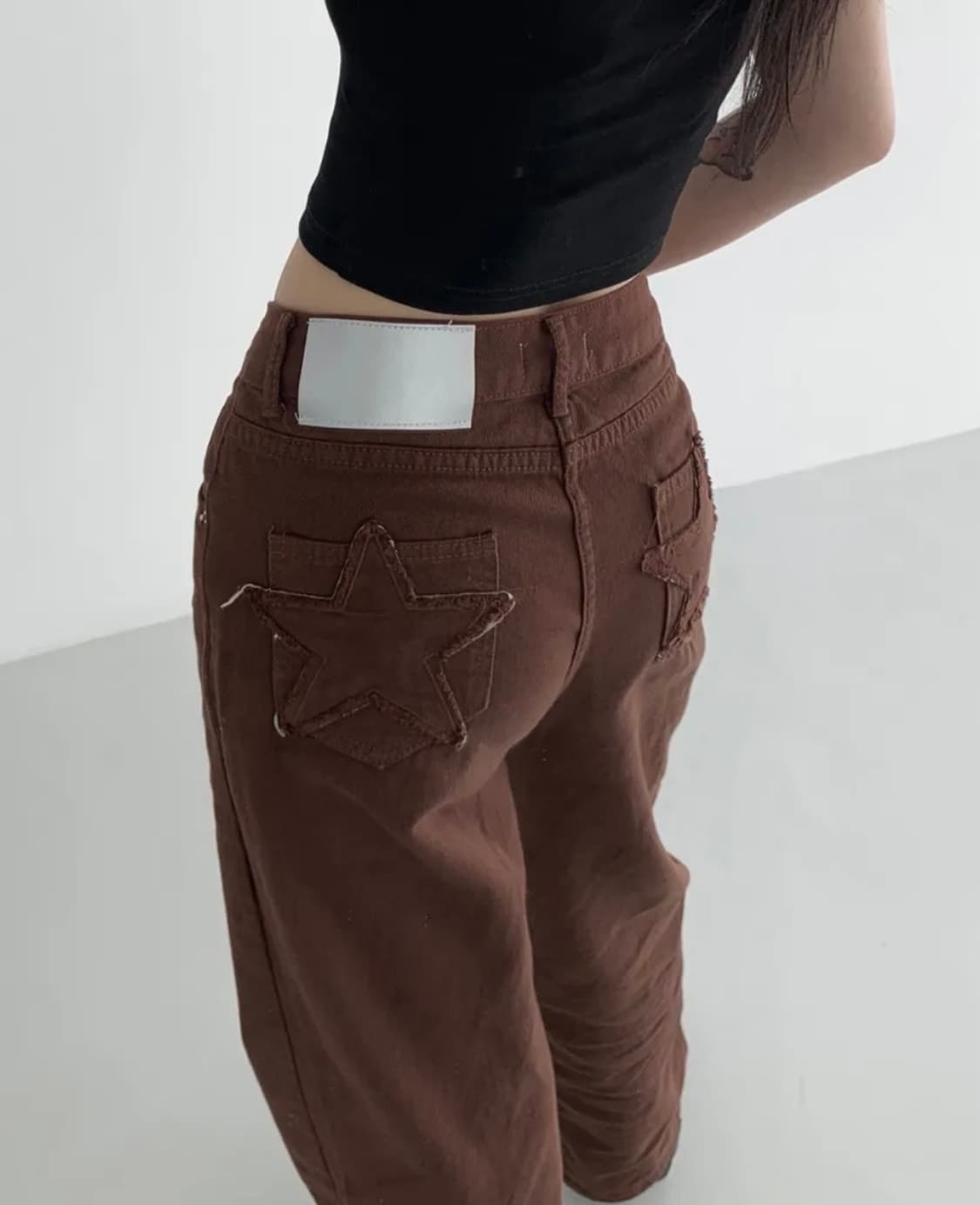 Y2K 별 프린지 포켓 브라운 팬츠 상품이미지3