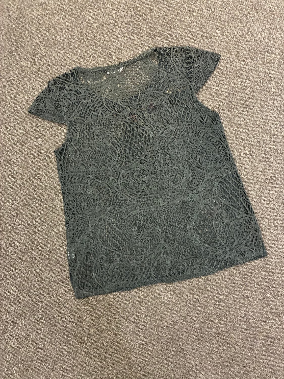 M-L)Japanese vintage 여성 펀칭 반팔 니트(이염) 상품이미지6