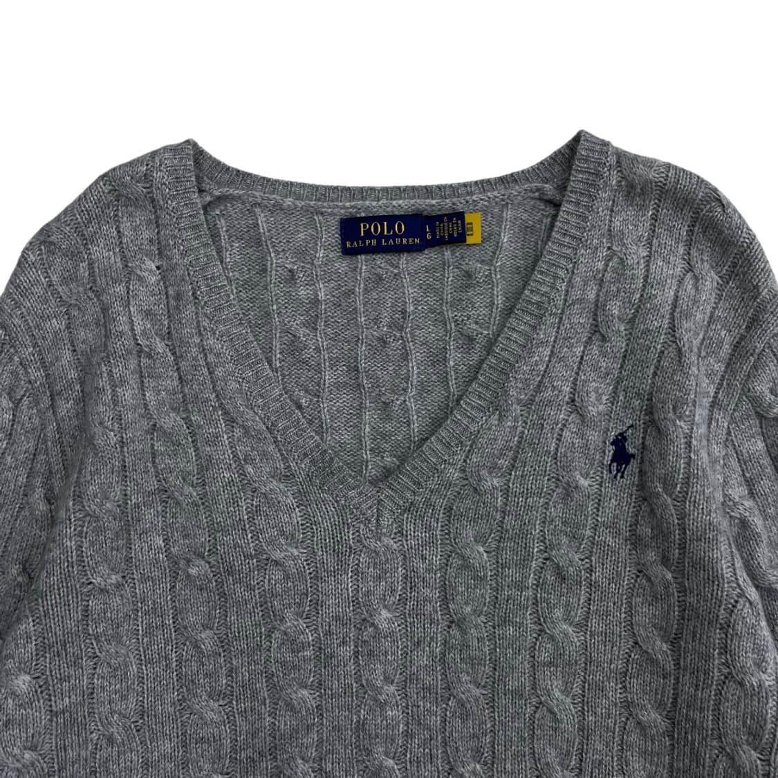 폴로 랄프로렌 네이비포니 그레이 꽈배기 브이니트 L 상품이미지4