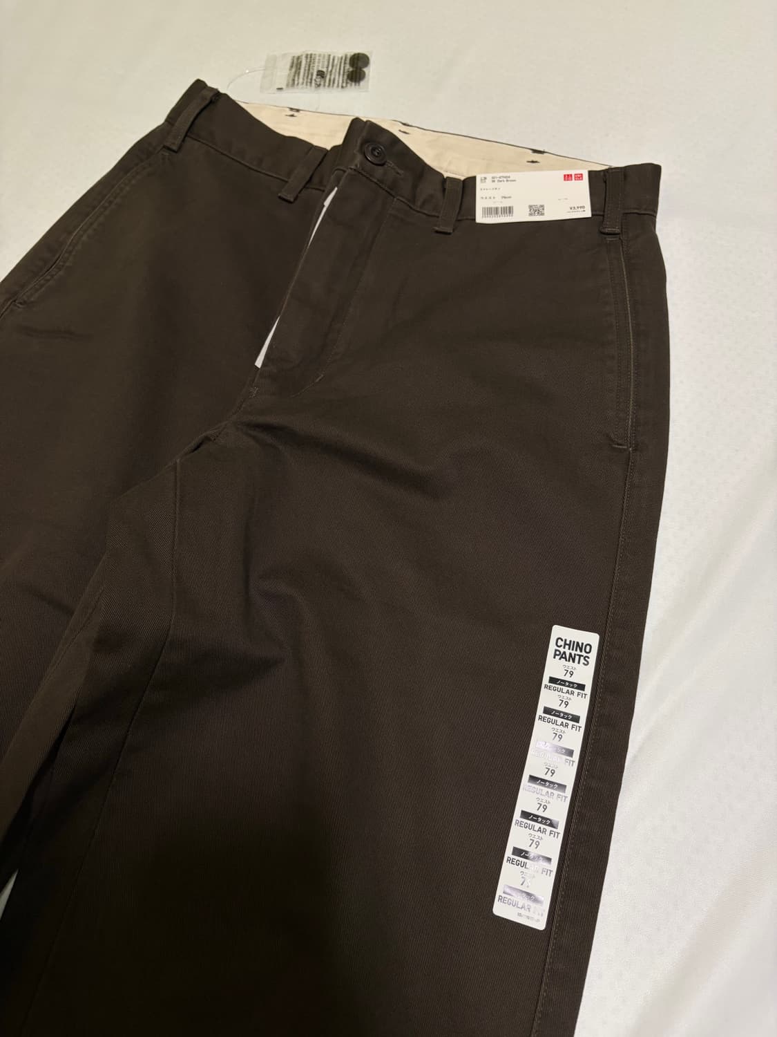유니클로 스트레이트치노팬츠 79사이즈 38다크브라운 새상품 상품이미지2