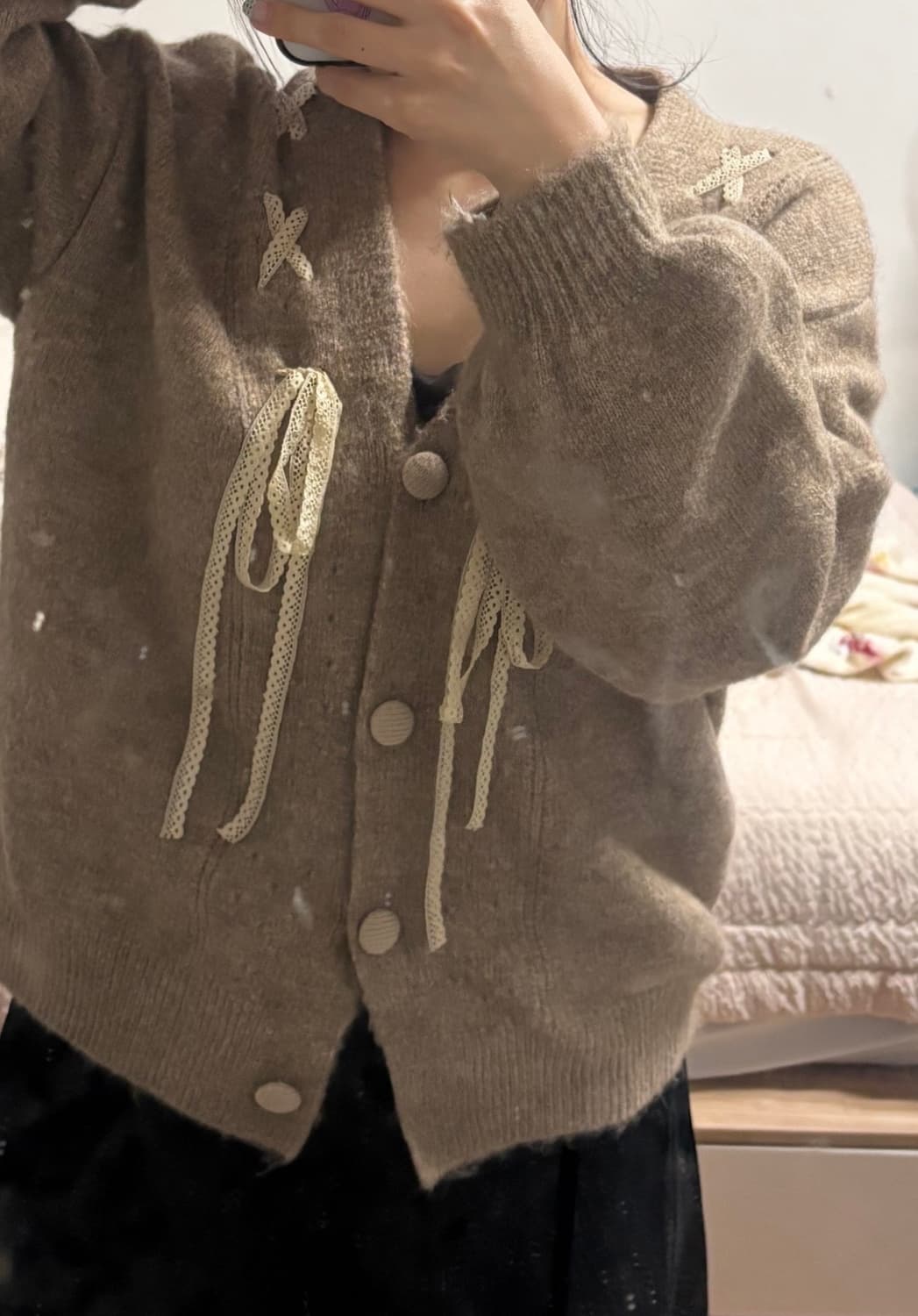 김아홉 레이스 리본 가디건 상품이미지2