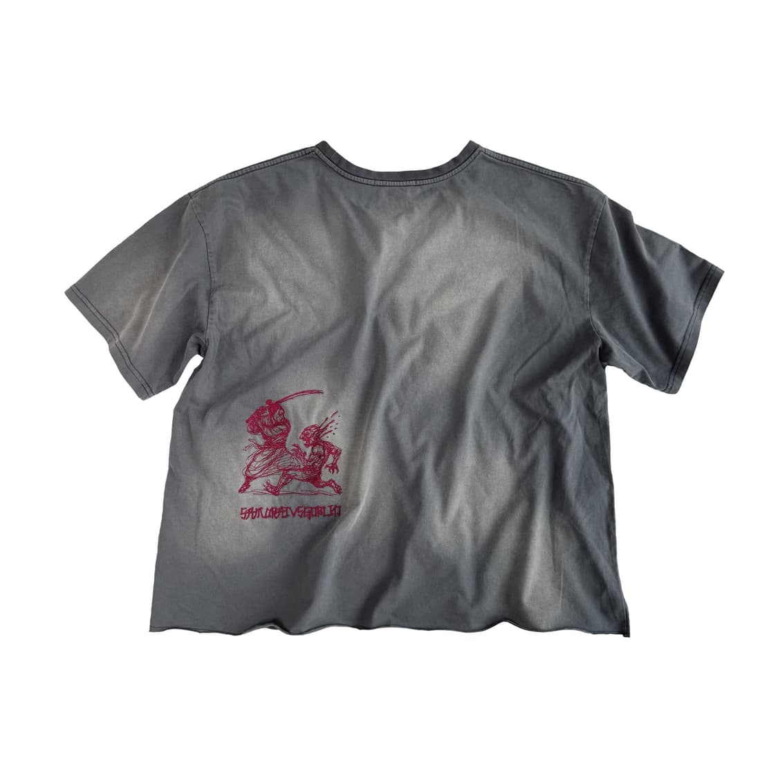 [3] 아오이로 사무라이 로우 키 크롭 숏슬리브 반팔 티셔츠 그레이 상품이미지1