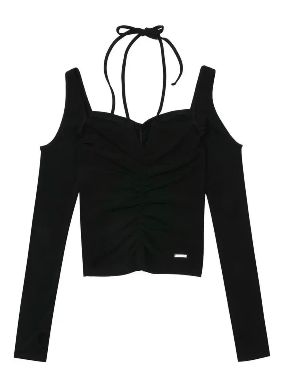 보헤미안서울 셔링 홀터 워머 티 블랙 상품이미지1