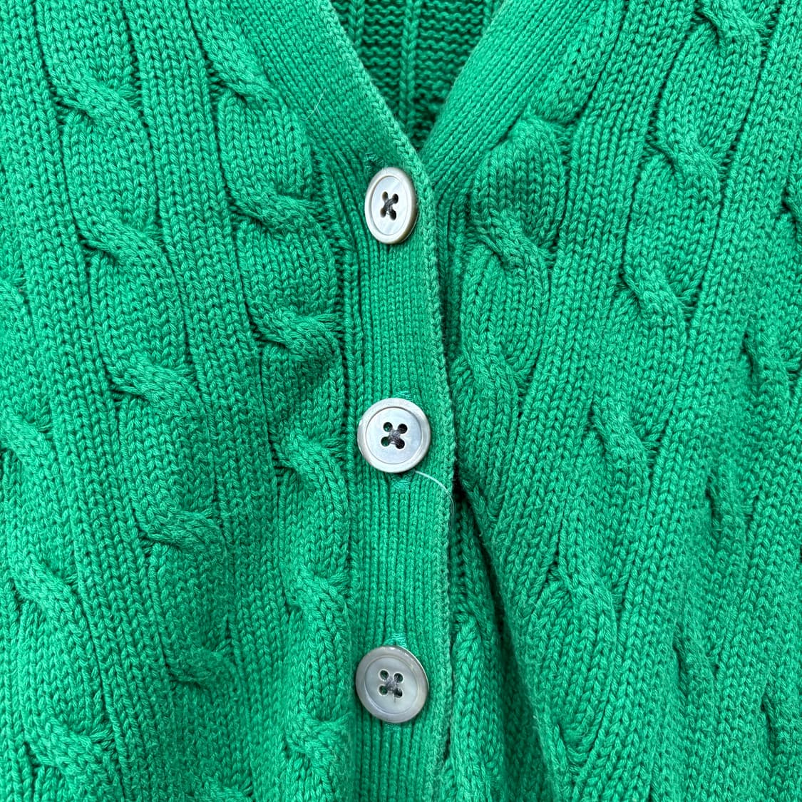 랄프로렌 스포츠 꽈배기 니트 가디건 그린 여M 상품이미지3