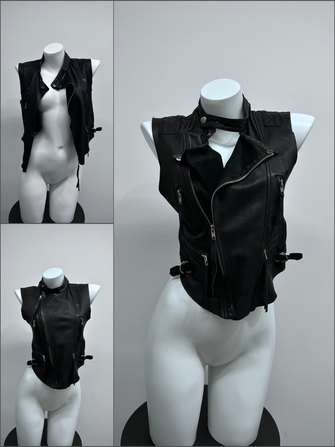 드레이프 비대칭 레더 베스트 상품이미지1