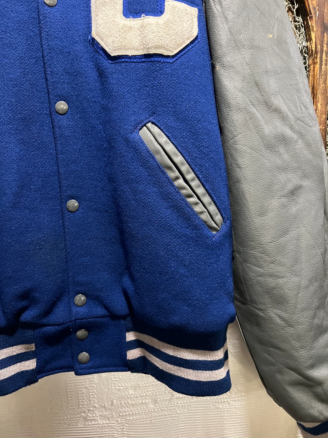 [L]90's USA 빈티지 블루 울 레더 바시티 자켓 상품이미지6