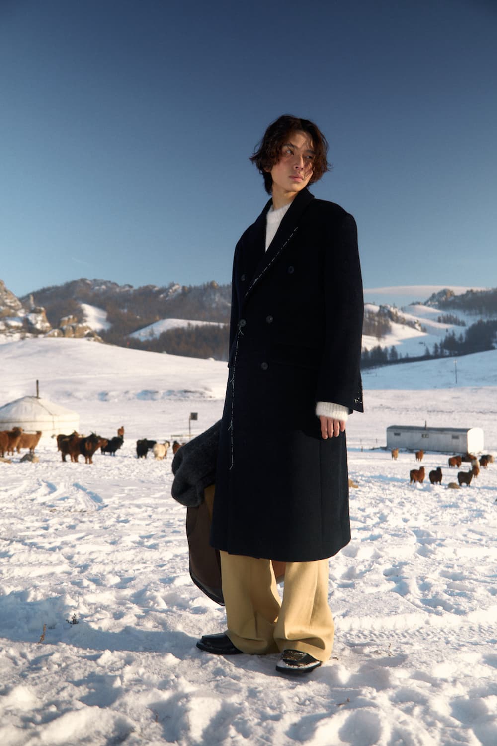 [L] STU 핸드 스티치 더블 코트 블랙 상품이미지8