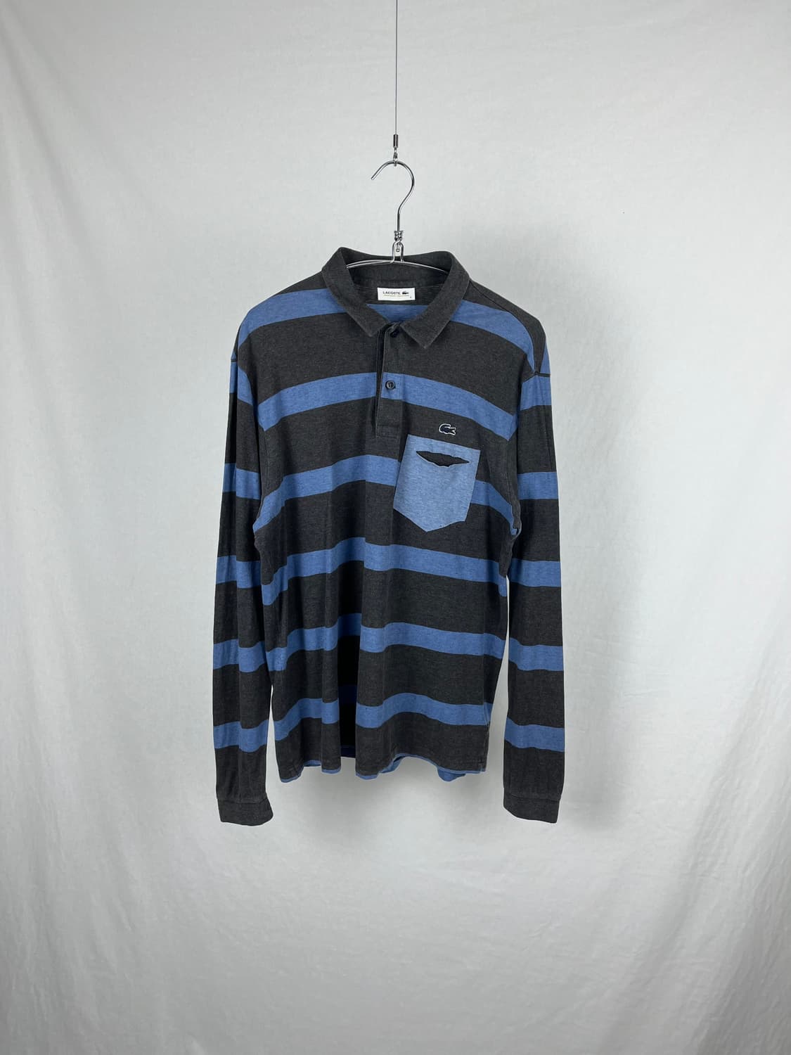 Lacoste (Japan made) 스트라이프 포켓 카라티  상품이미지1