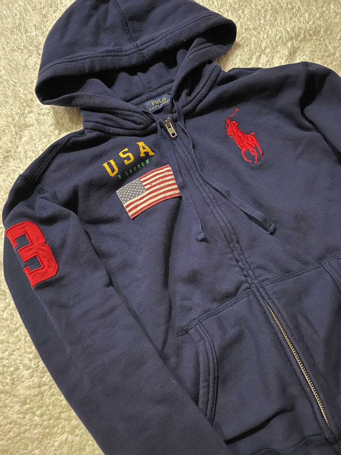 폴로 랄프로렌 빅포니 성조기 후드집업 상품이미지3