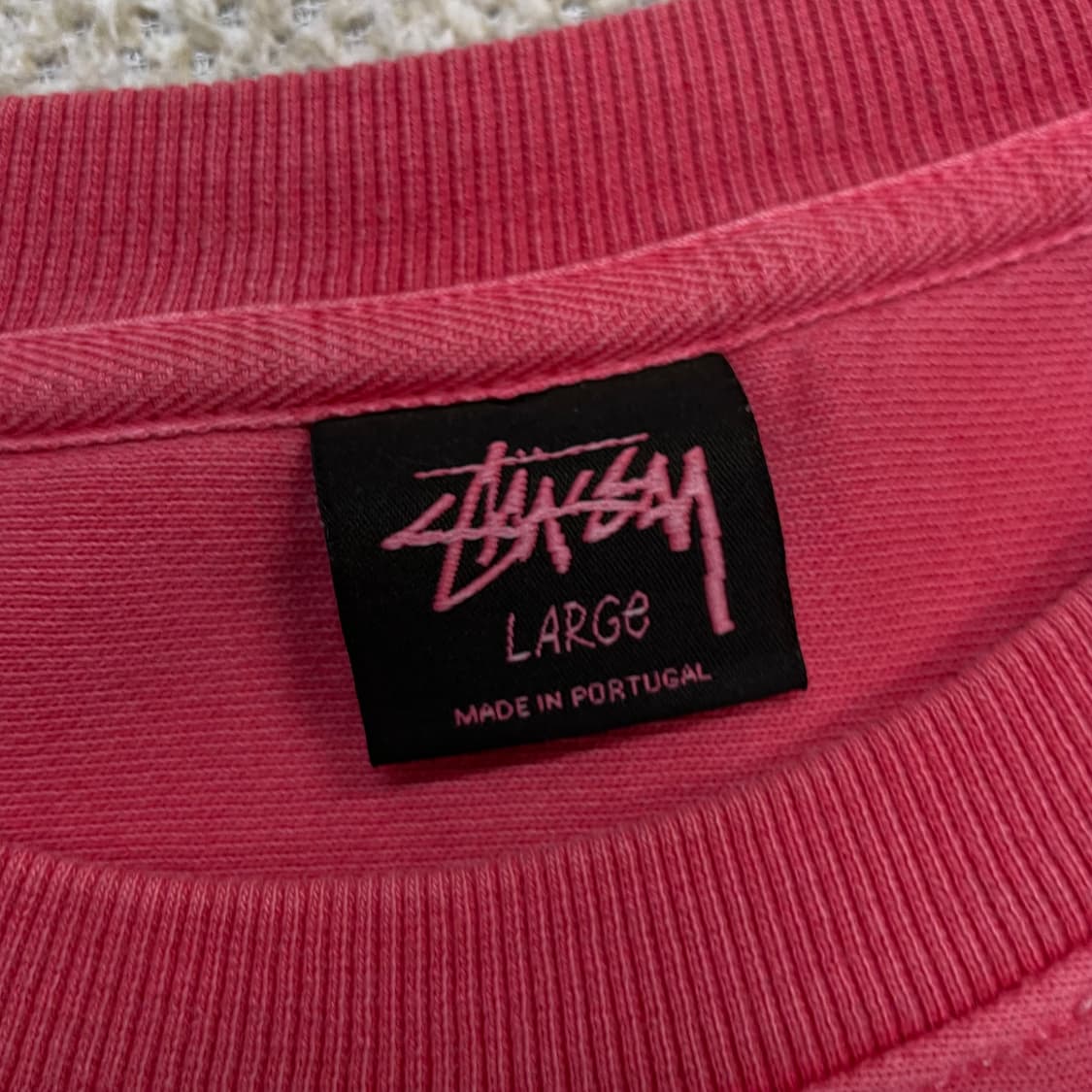 스투시 Stussy 베이직 로고 피그먼트 맨투맨 뉴트럴핑크 상품이미지5