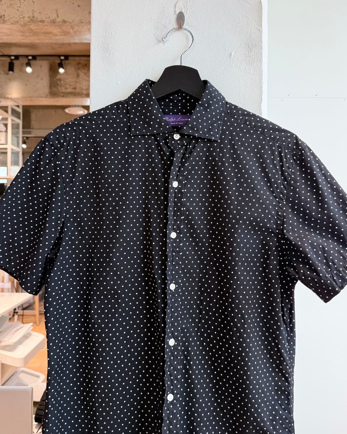 폴로 랄프로렌 퍼플라벨 블랙 도트 하프셔츠  상품이미지3