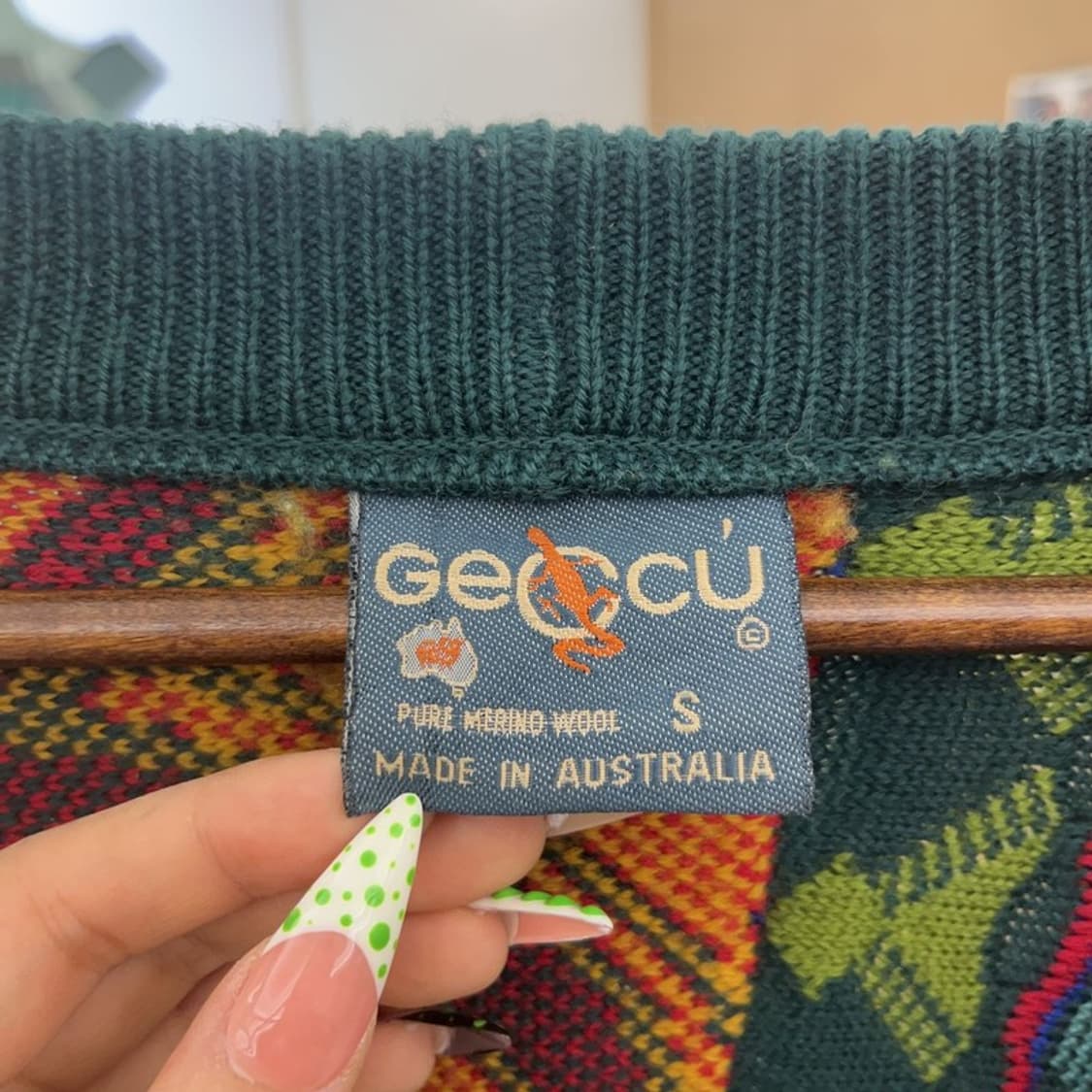 게오쿠 보헤미안 에스닉 패턴 메리노울 니트 가디건 S C09123 상품이미지5