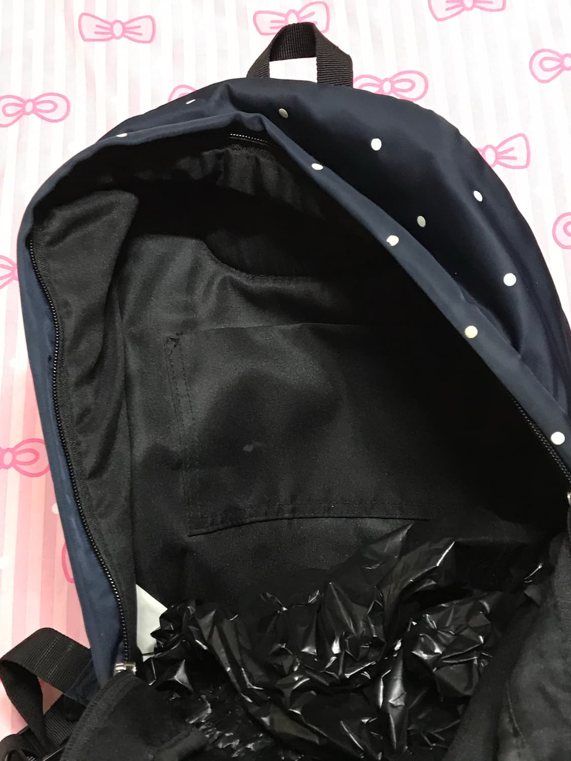 네이비 도트 백팩 모리가방  상품이미지5