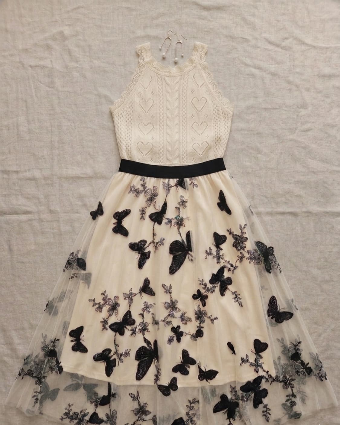 [새상품] 나비 자수 튤 롱 스커트 상품이미지2