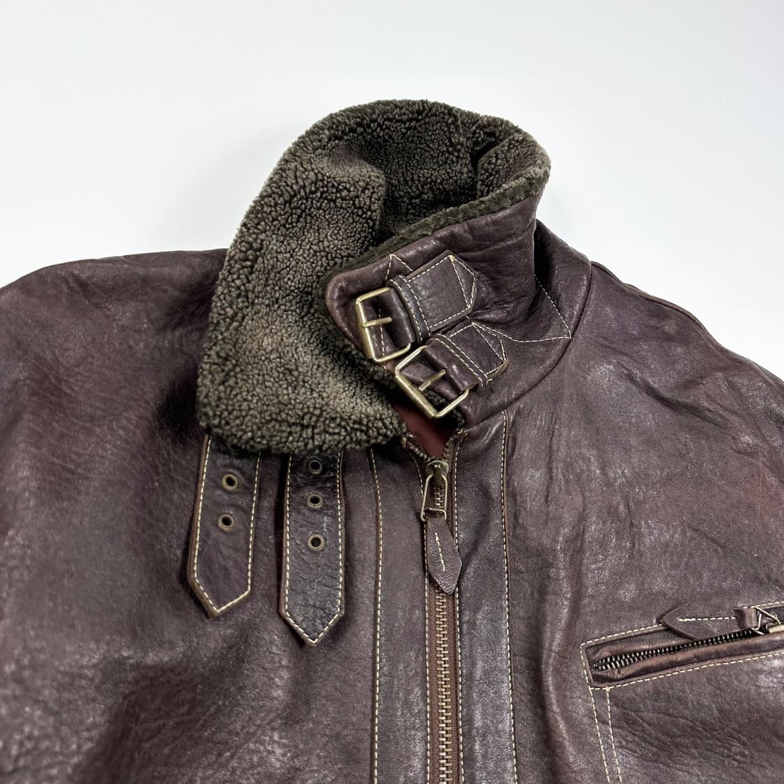 VTG 빈티지 브라운 가죽 무스탕 자켓 (L) 상품이미지5
