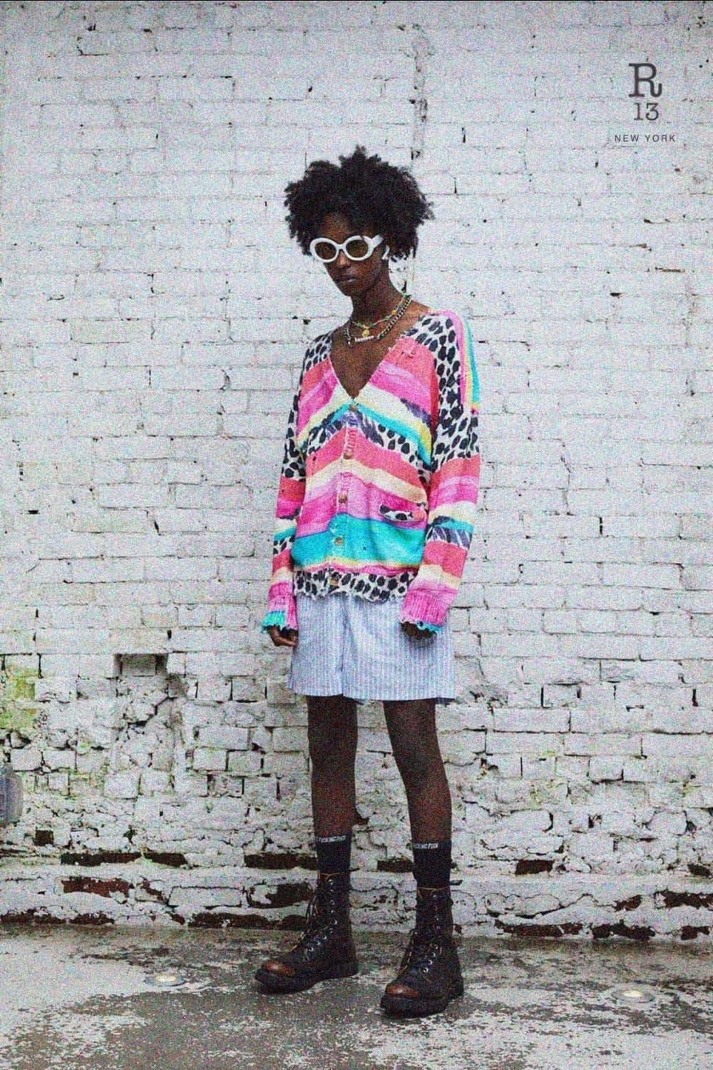 투어스 지훈님 착용 알써틴 r13 멀티 스트라이프 디스트레스드 가디건  상품이미지2