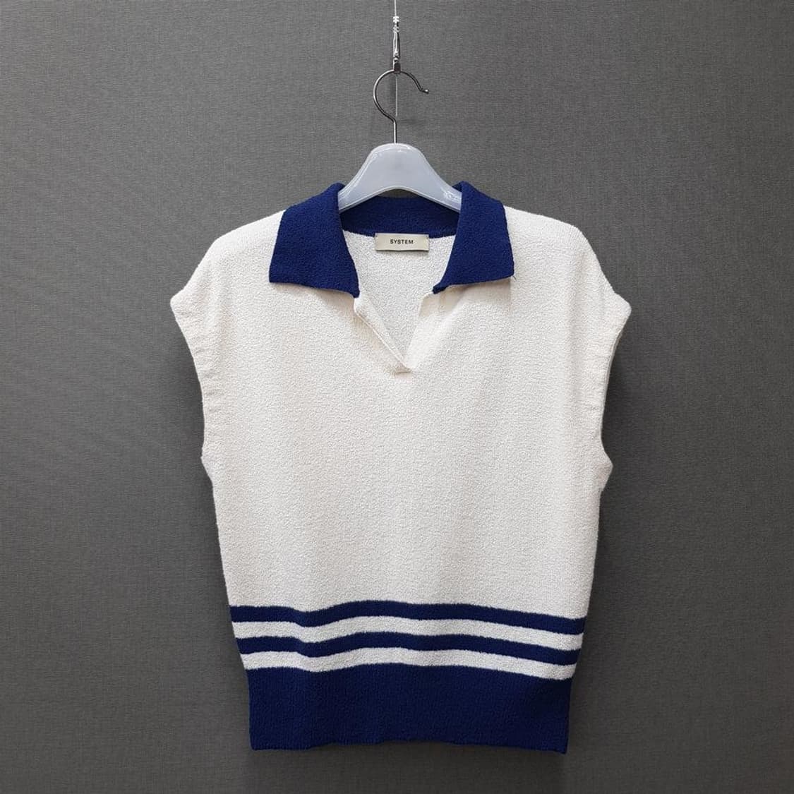 한섬 시스템 2021 배색 카라 니트 베스트 95사이즈 상품이미지1