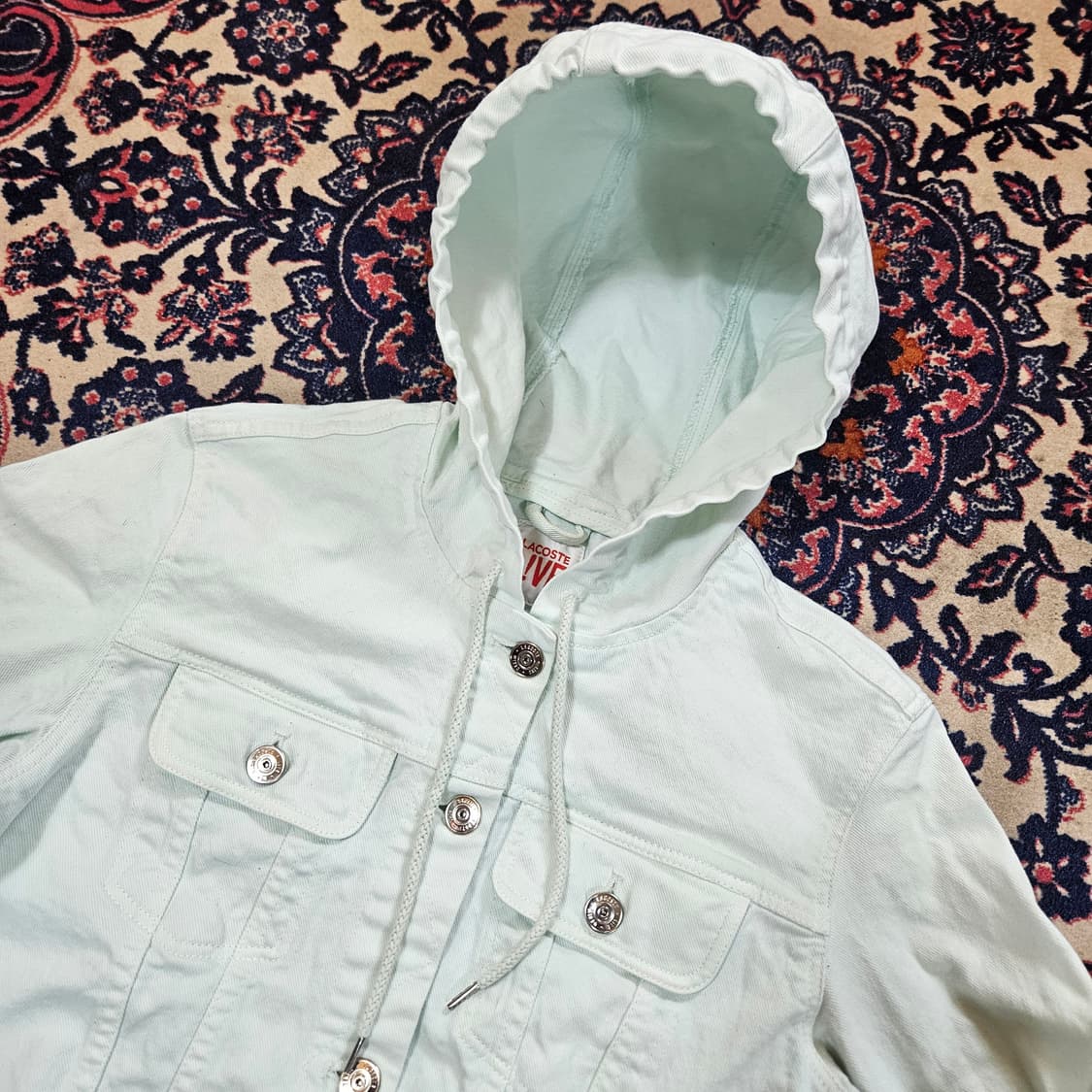 라코스테 라이브 데님 후드 크롭자켓 S 상품이미지2