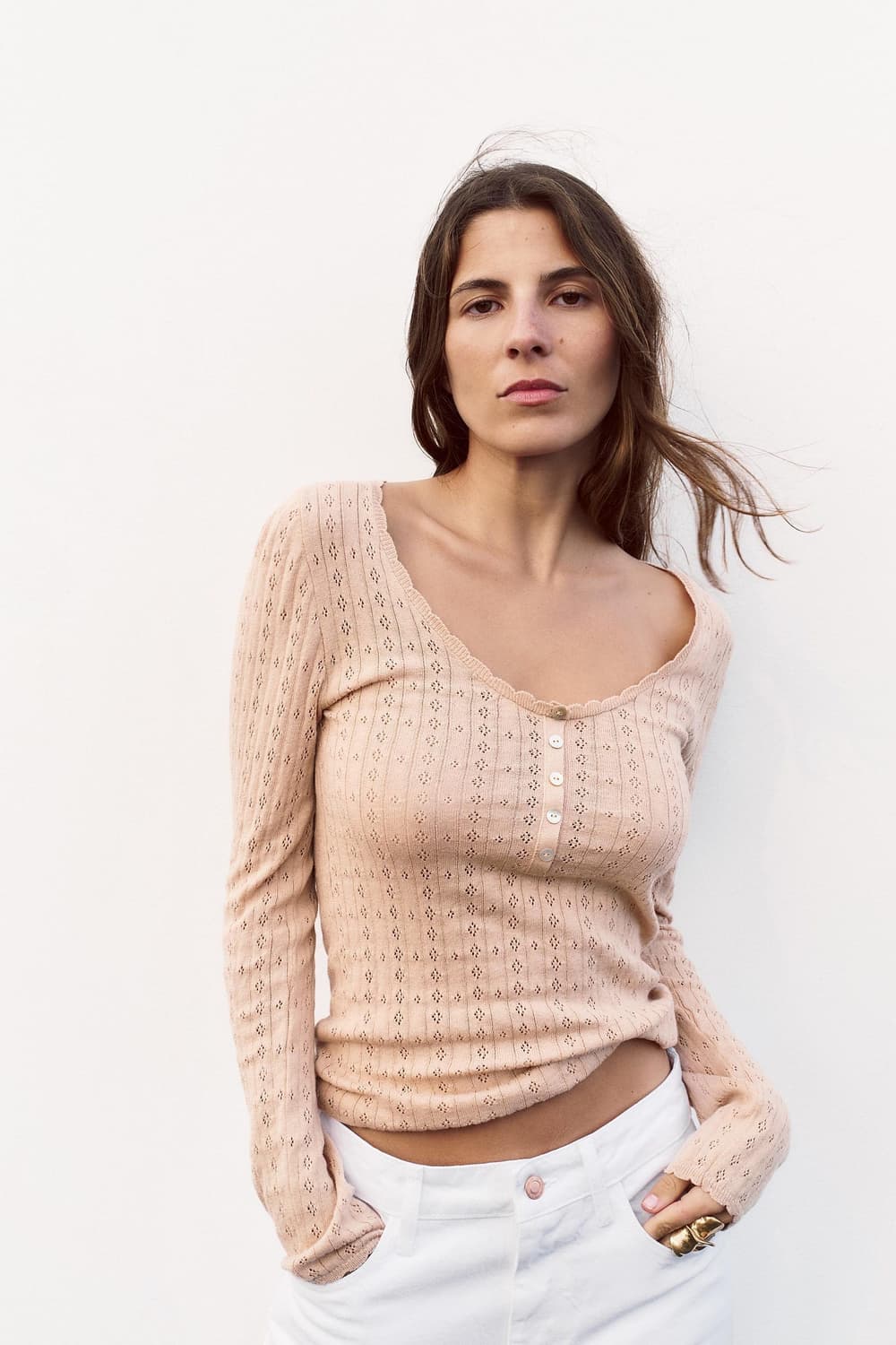 ZARA 자라 아일렛 포인텔 티셔츠, 자라 아일렛 티셔츠 상품이미지1