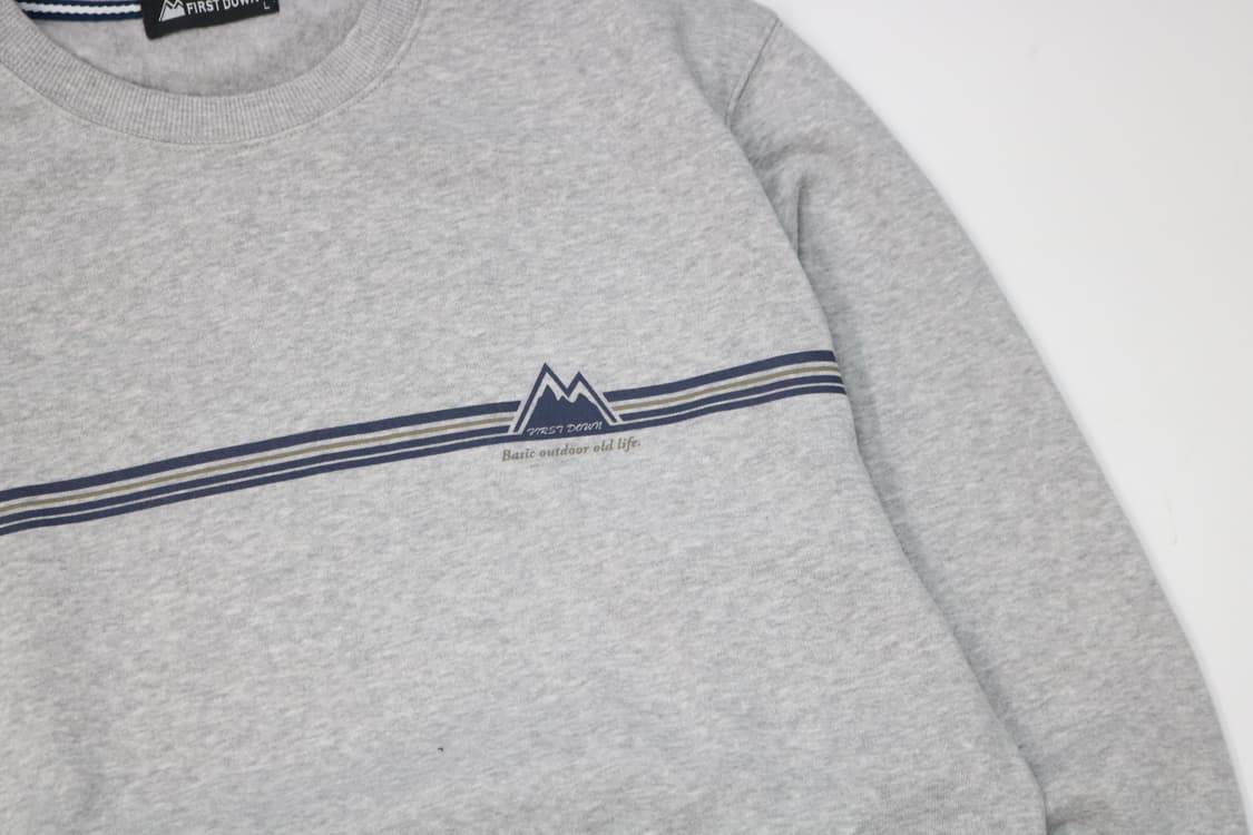FIRST DOWN 퍼스트다운 빈티지 마운틴 로고 그레이 맨투맨 (L) 상품이미지4
