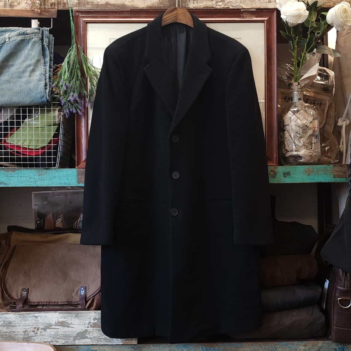 90s 아르마니 울 싱글코트 블랙 52 상품이미지1