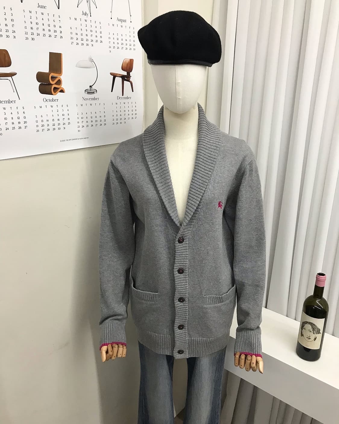 버버리 로고 그레이 배색 가디건 상품이미지7