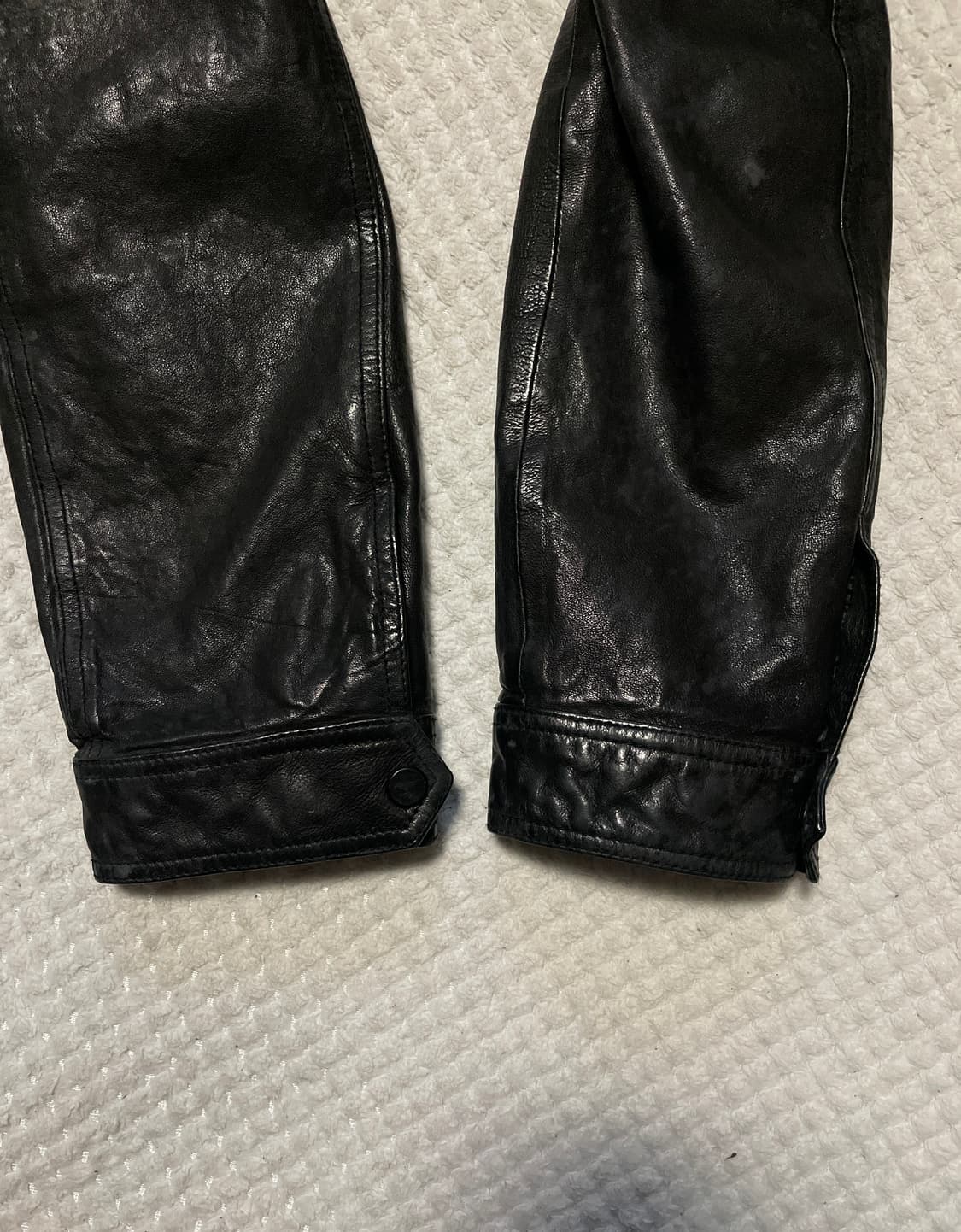 SIEG 웨스턴 무드 램스킨 양가죽 절개 레더 자켓 상품이미지7