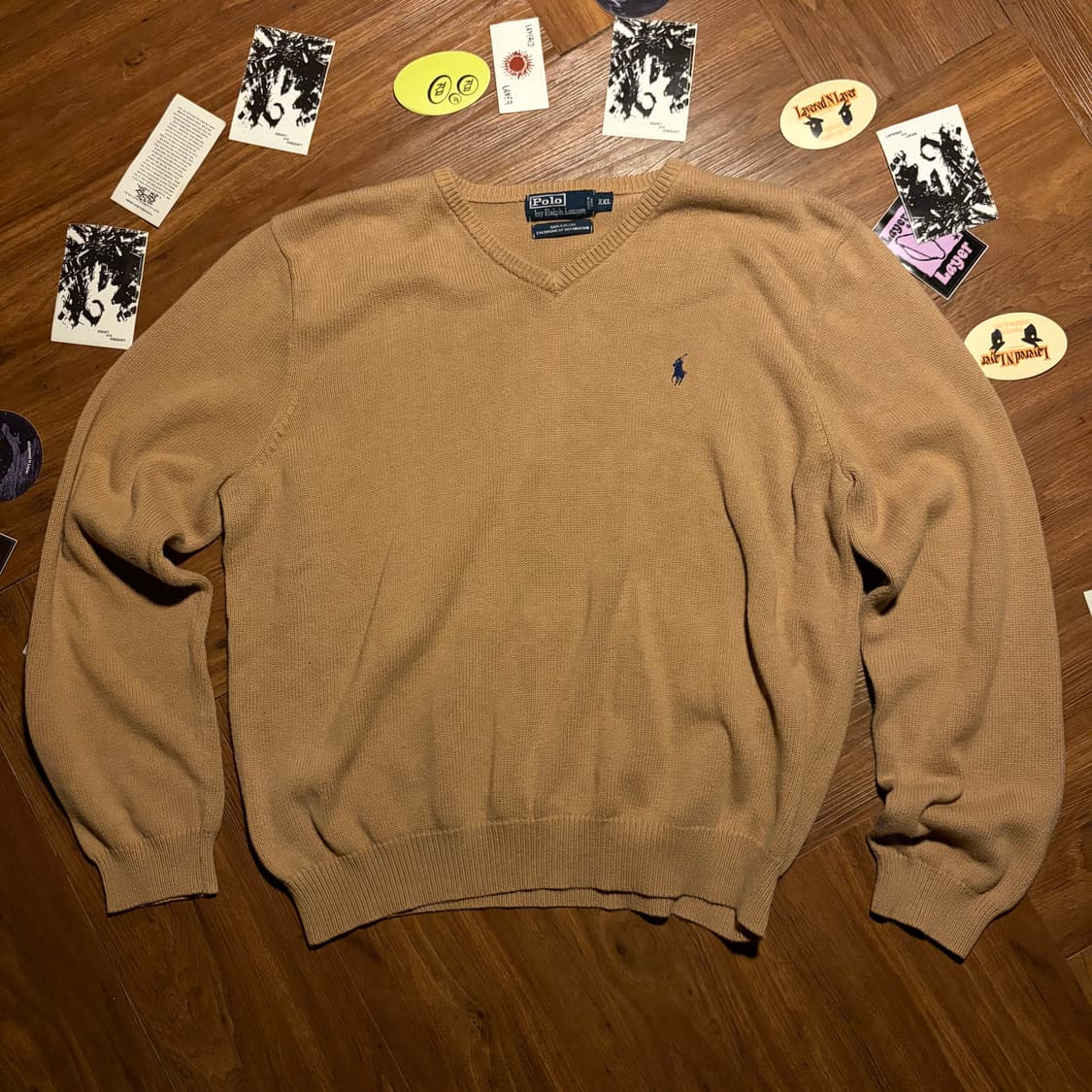 POLO WIDE COTTON V-NECK KNIIT 상품이미지1