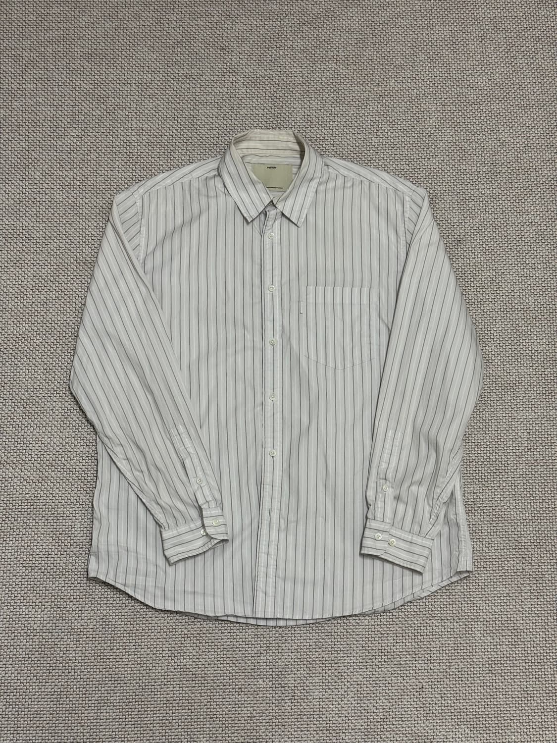 포터리 버튼 다운 셔츠 실버 스트라이프 3사이즈 상품이미지1