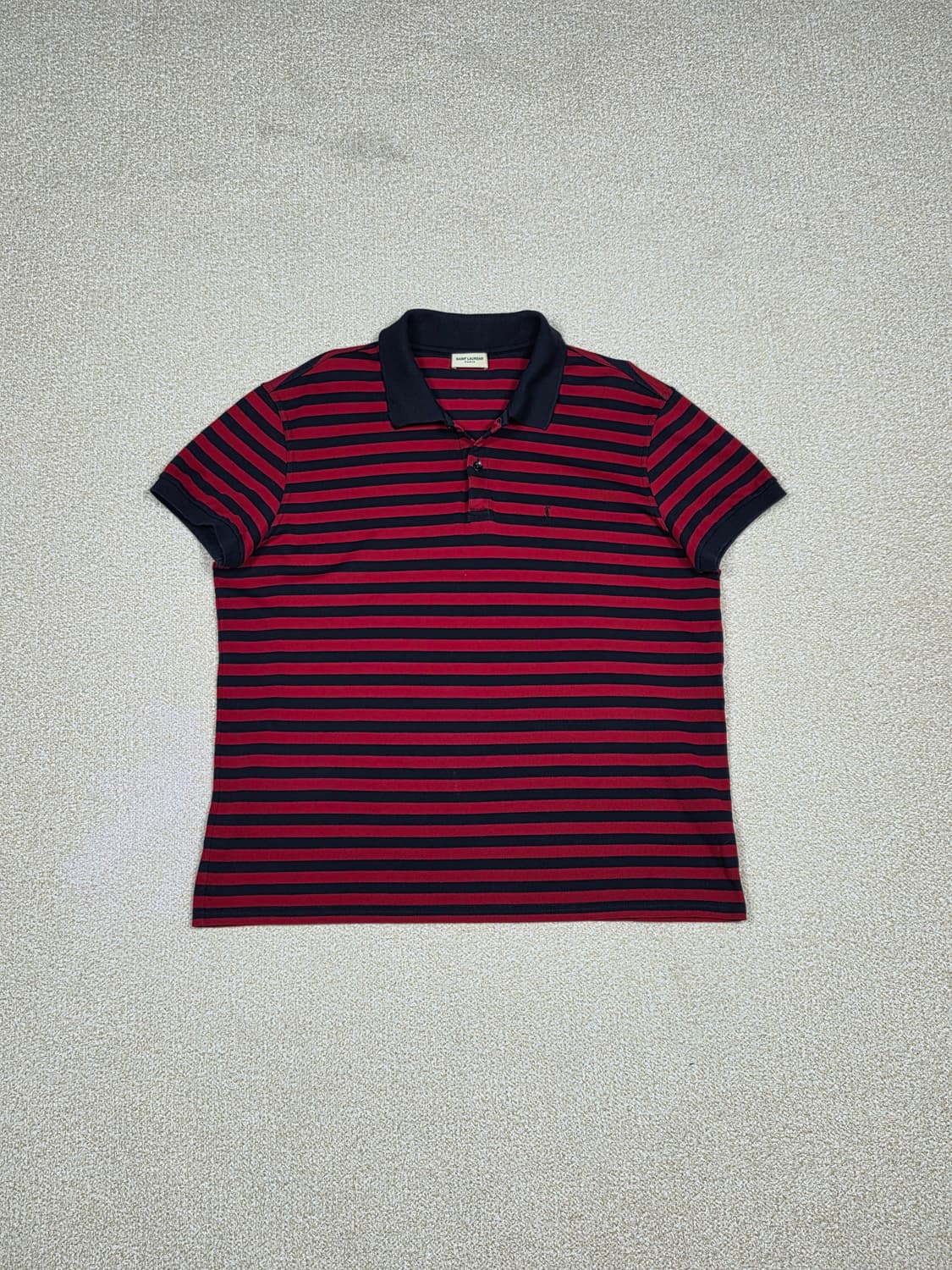 [생로랑] YSL 로고 자수 스트라이프 폴로 셔츠 | S00161 상품이미지1