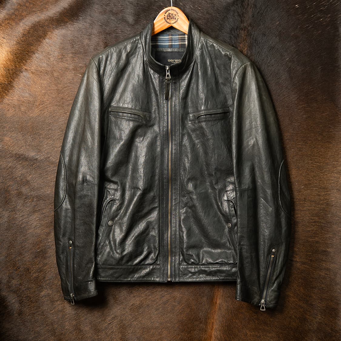 [100] 시리즈 빈티지 클라시코 램스킨 라이더 자켓 다크 그레이  상품이미지1