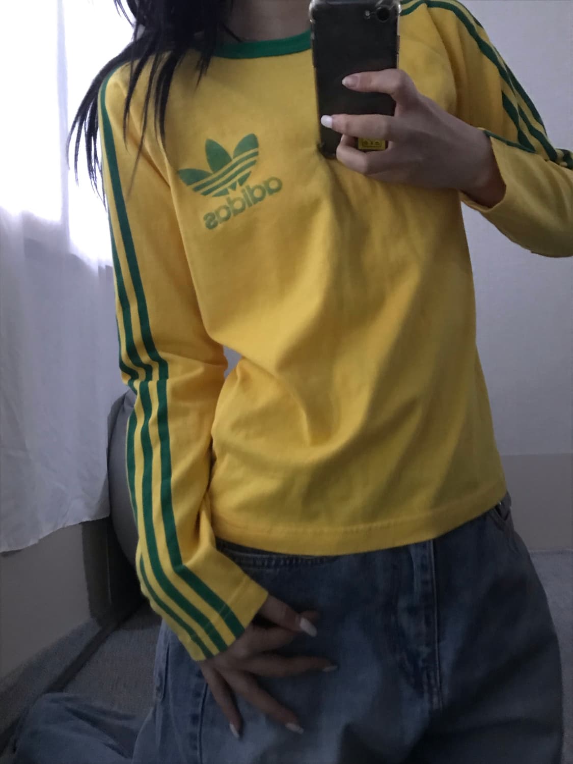 아디다스 00s 옐로우 삼선 롱슬리브 상품이미지1