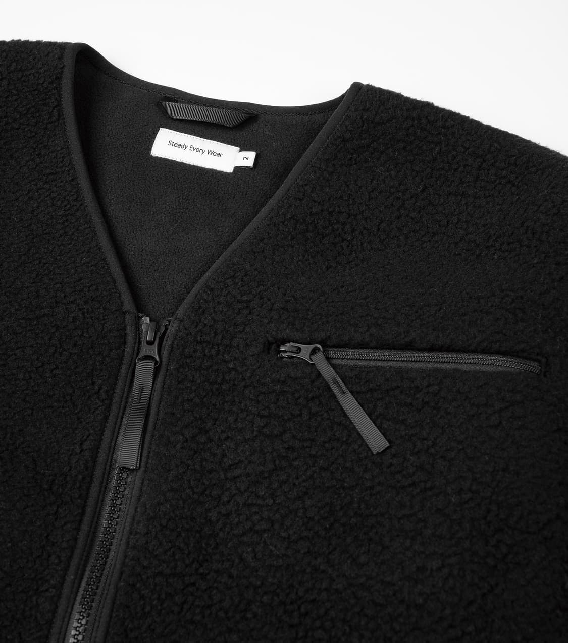 [SEW] 스테디에브리웨어 플러피 플리스 브이 넥 집업 자켓 블랙 상품이미지3