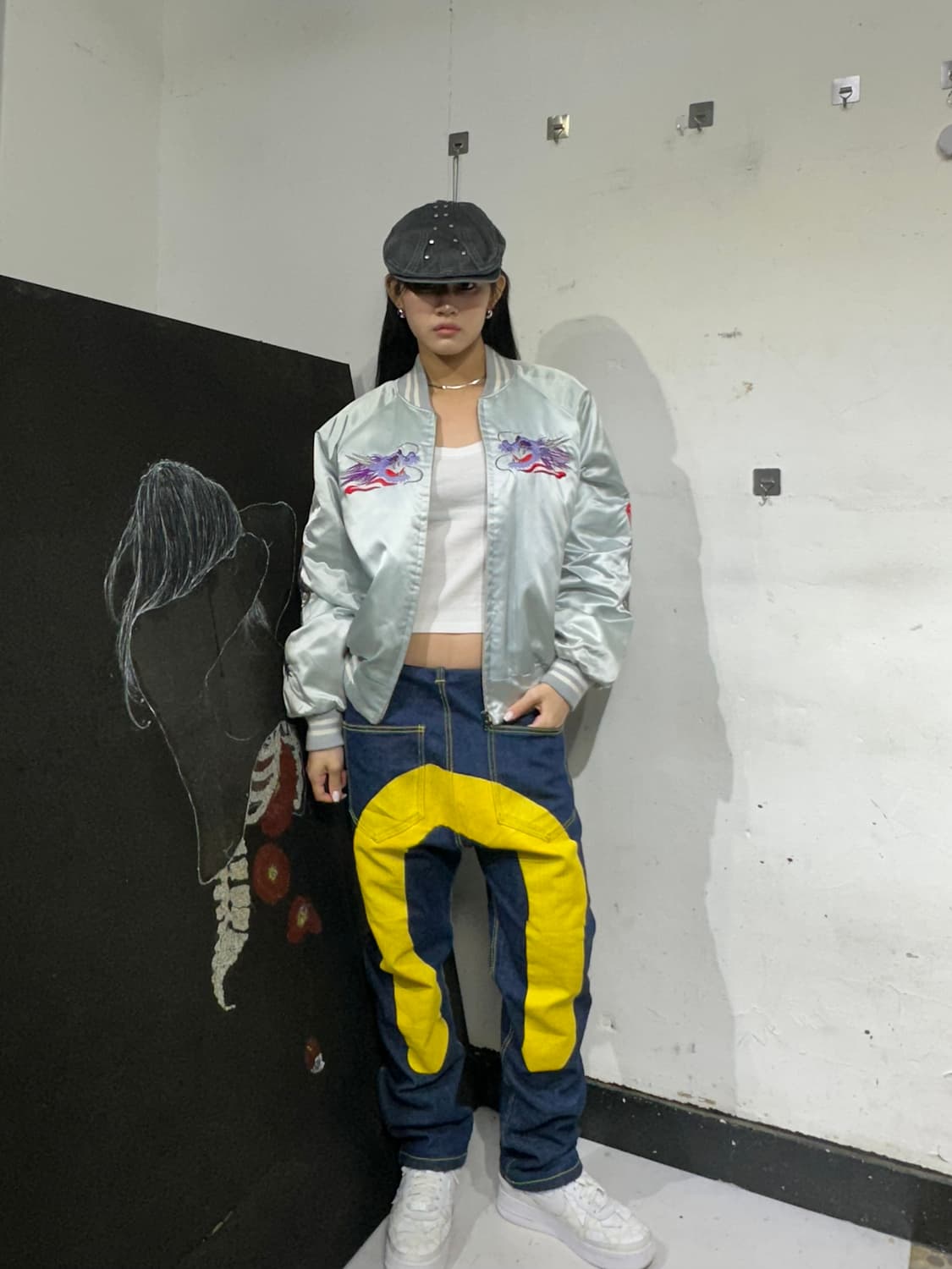 Jpn 일본빈티지 오리엔탈 회색 용 스카잔 자켓 상품이미지2