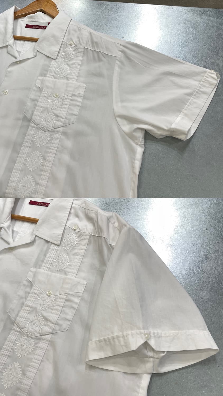 (XL) 빈티지 쿠바 구아야베라 자수 셔츠 화이트 상품이미지7