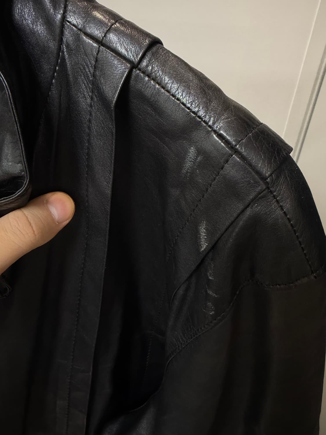 (L) jpn Toyko Leather 셔링 디테일 가죽 자켓 상품이미지7