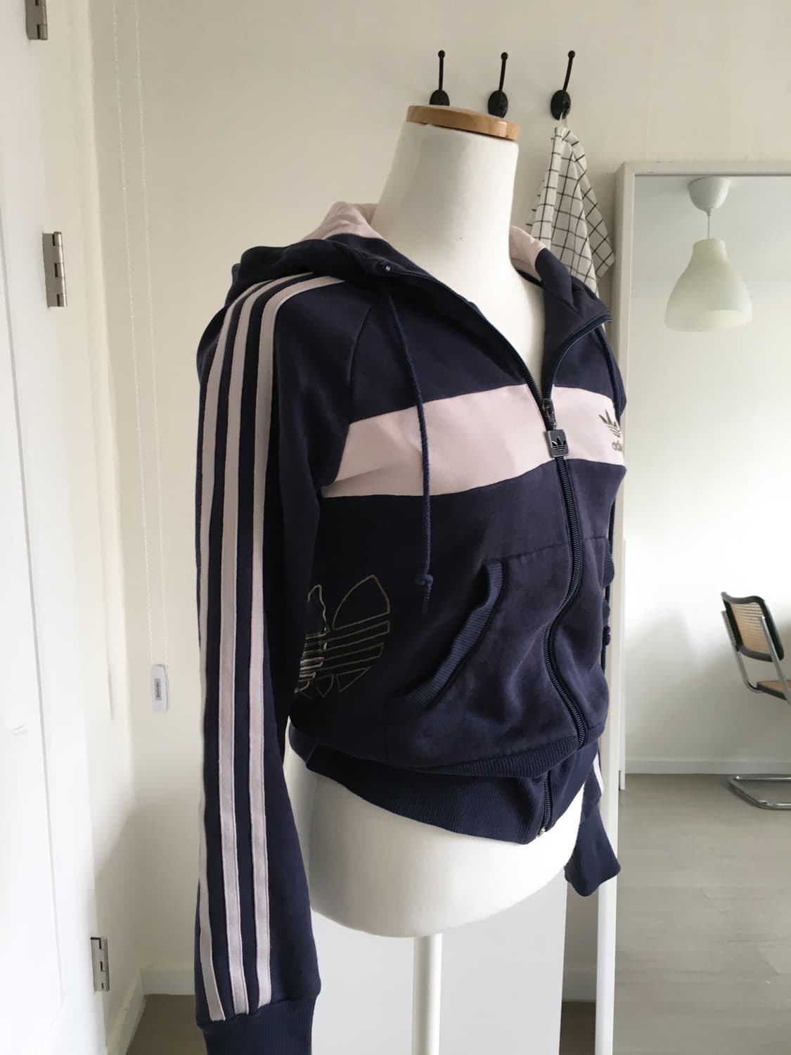 아디다스 네이비 y2k 백로고 후드집업 상품이미지2