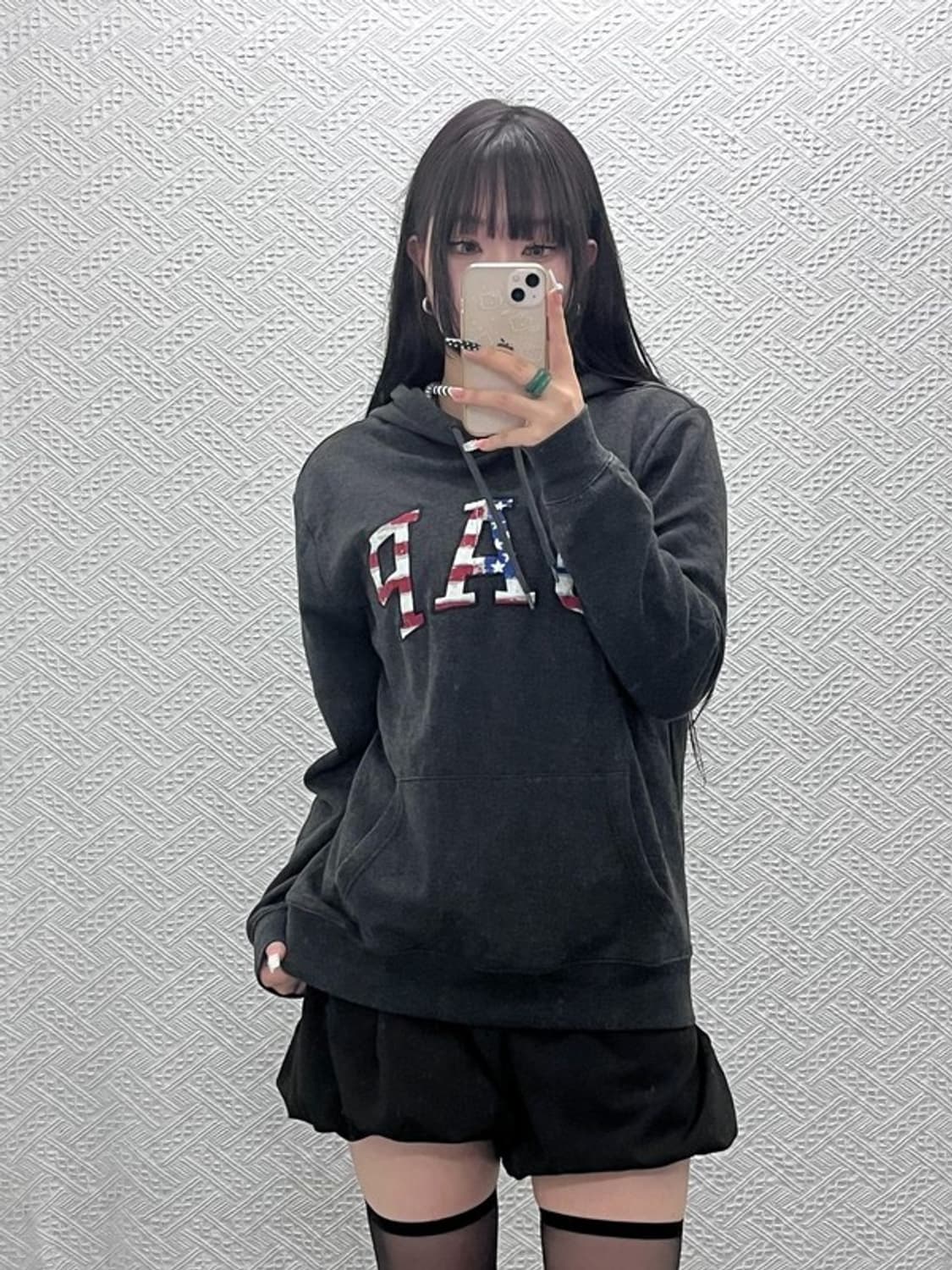 갭 빈티지 스트릿 펑크 키치 성조기 로고 후드티 S C10374 상품이미지2